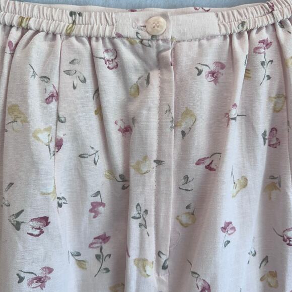 Coldwater Creek Linen Blend Floral Midi Skirt Pink White Cottagecore vintage M - Picture 7 of 8